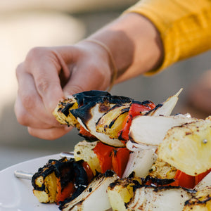 This Jalapeño Veggie Skewer Recipe makes an easy vegan feast on the grill with indi chocolate spice rubs.