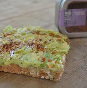 Avacado toast just got more delicious, with indi chocolate Molé Spice Rub. Enjoy this recipe at home as well as with friends and family.