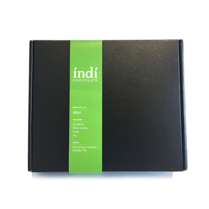 The indi chocolate Mint Gift Set comes all boxed up to create a wonderful gift set. Great for putting under the tree for the holidays.