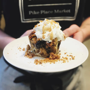 Bourbon bread pudding with drunken nibs from the indi chocolate Infusion Kit