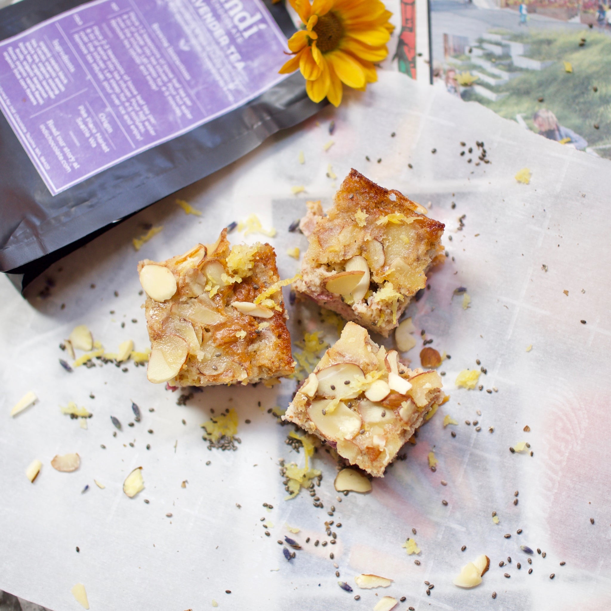 Lavender Lemon Cake Squares