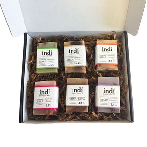 indi chocolate handmade Chocolate Soap Gift Set 6 pack. Why choose? Enjoy all the great soaps from indi chocolate. Makes a great and unique gift from Pike Place Market located at the top of the Seattle Overlook Walk. Remember the fun times of Seattle as you wash up.